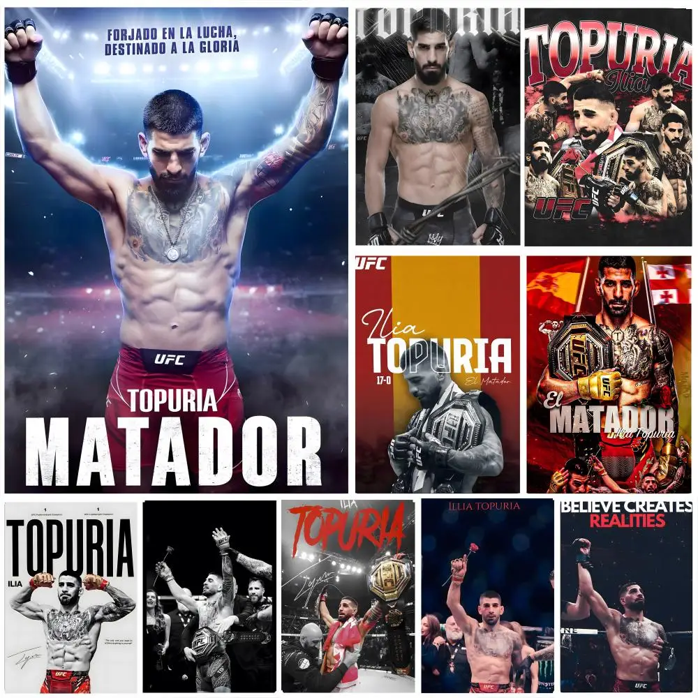 Poster HD art, waterproof, sticky wall, home decoration (living room, bedroom, bar), aesthetic Athlete I-Ilia T-Topuria