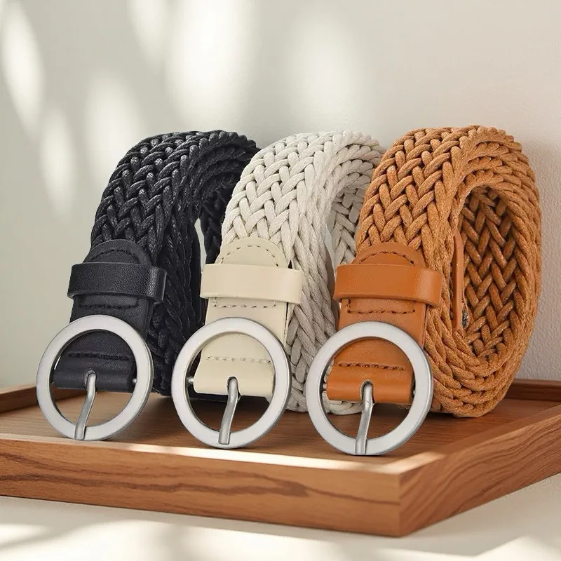 Korean-Style Retro Handcrafted Waxed Cord Versatile Women’s Belt Fashionable Minimalist Casual Decorative Braided Waist Belts
