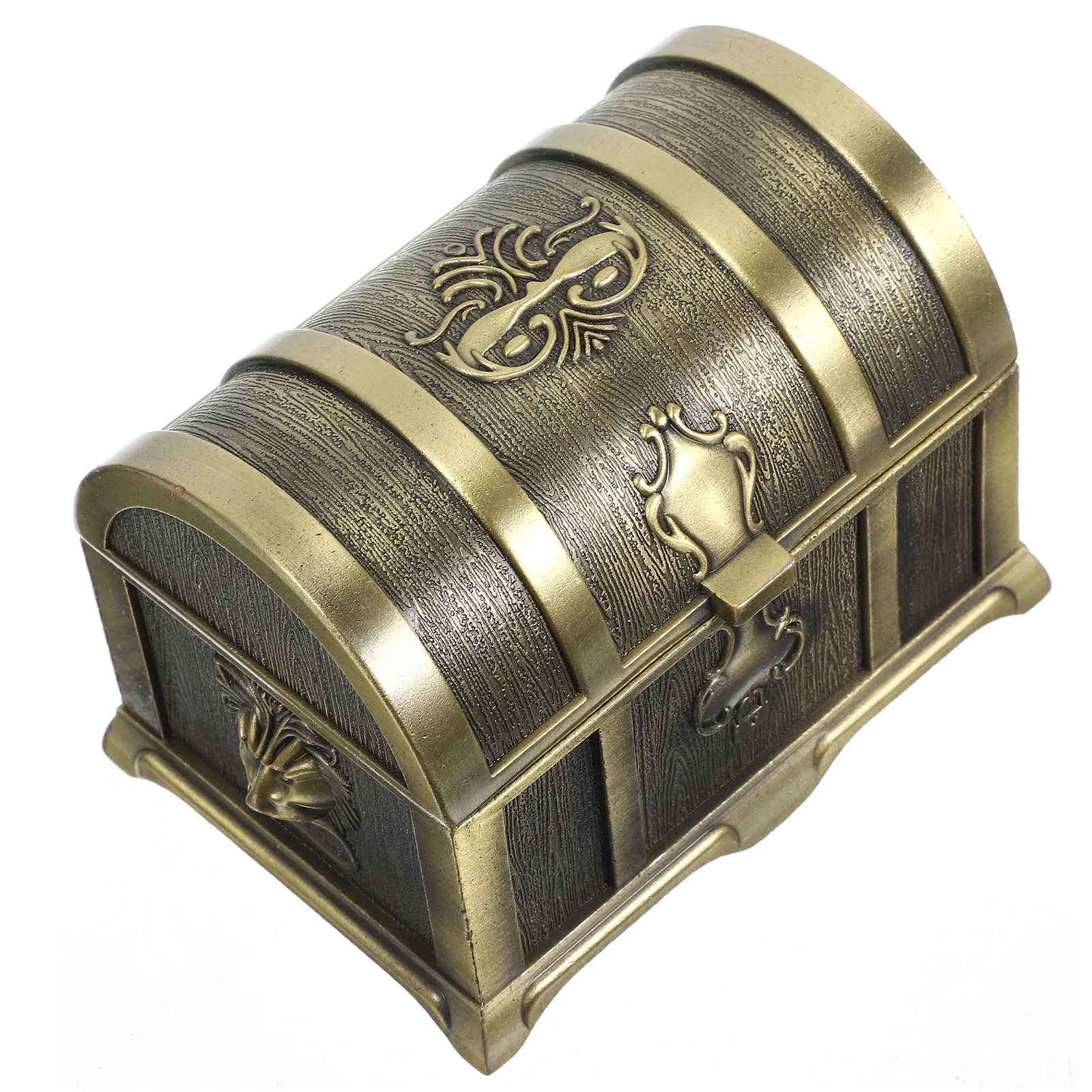 

Vintage Metal Treasure Chest Jewelry Box Retro Alloy Storage Organizer Decorative Keepsake Container for Home Bedroom Display