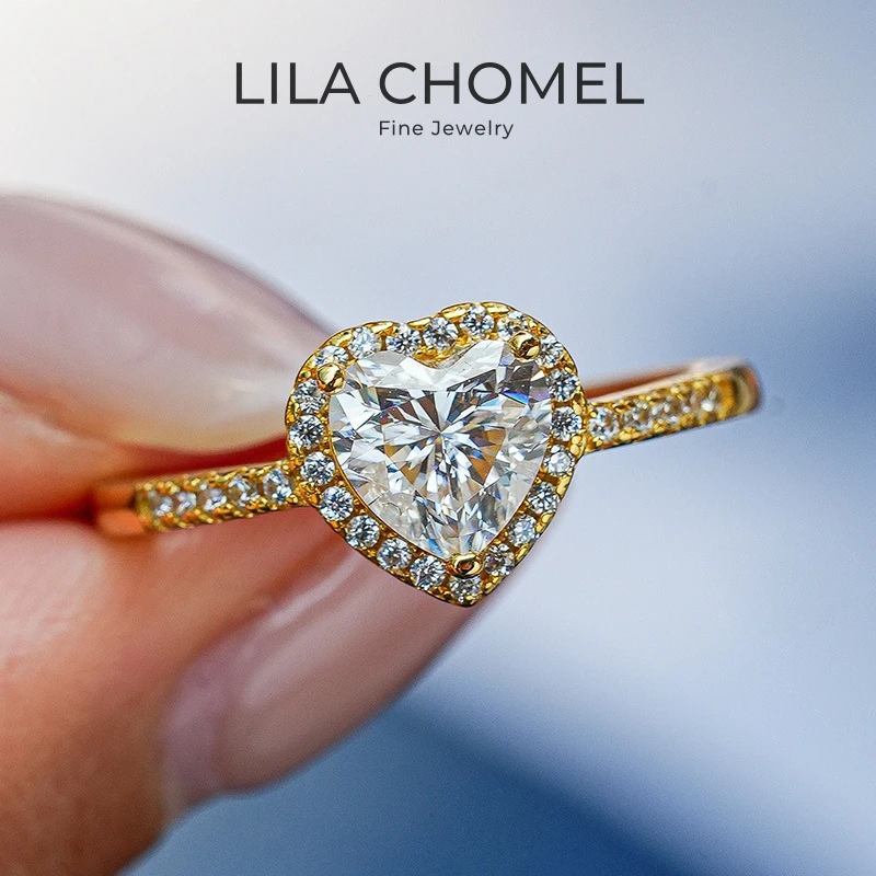 Girlfriend Valentine's Day 18K Gold Birthday Gift Rings 1CT Moissanite Diamond Women Engagement Lover Wedding Band Fine Jewelry