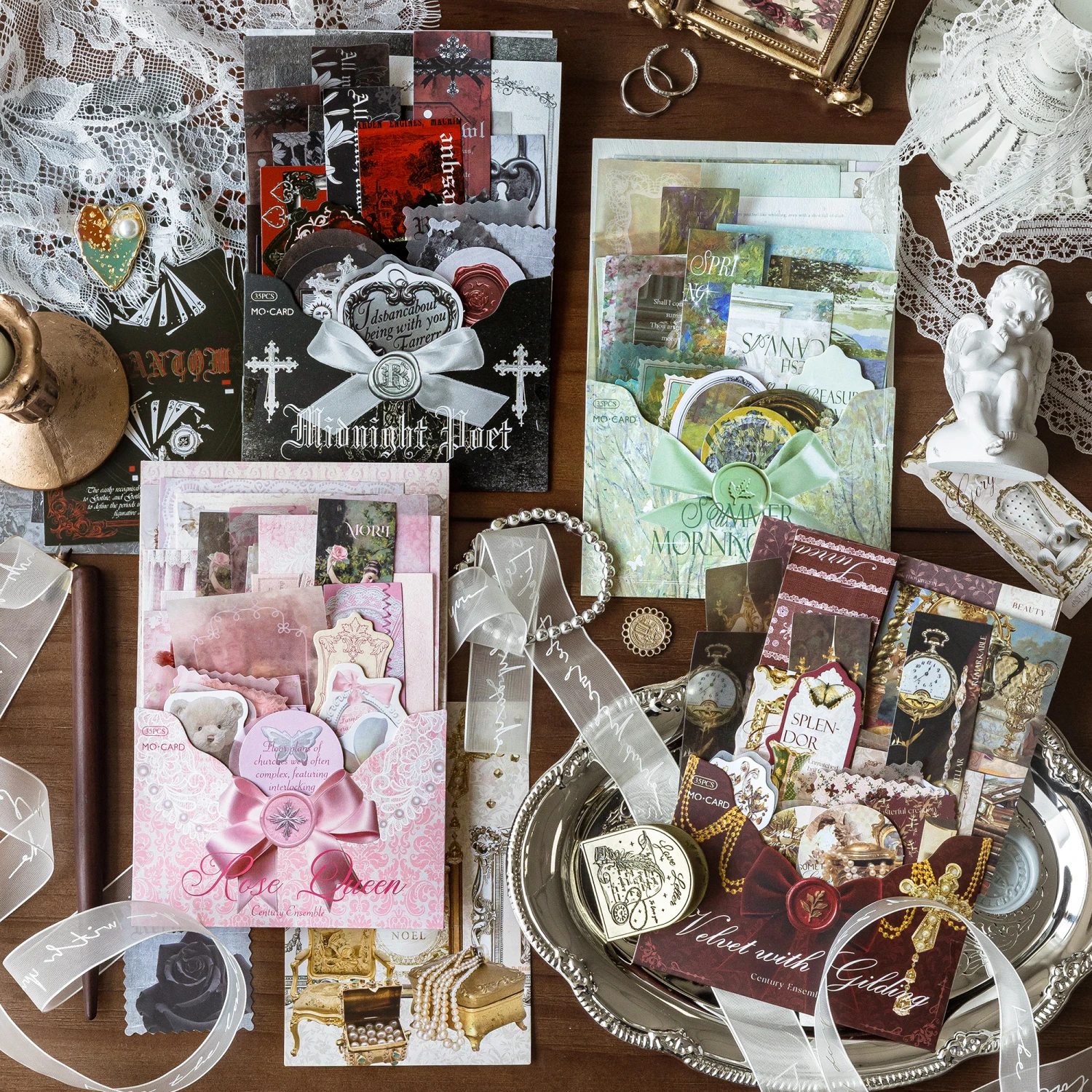 JIANQI 35pcs/pack DIY Scrapbooking Pack Collage Junk Journal Decor Stickers Materials Paper Combo Kit Aesthetics Stationery