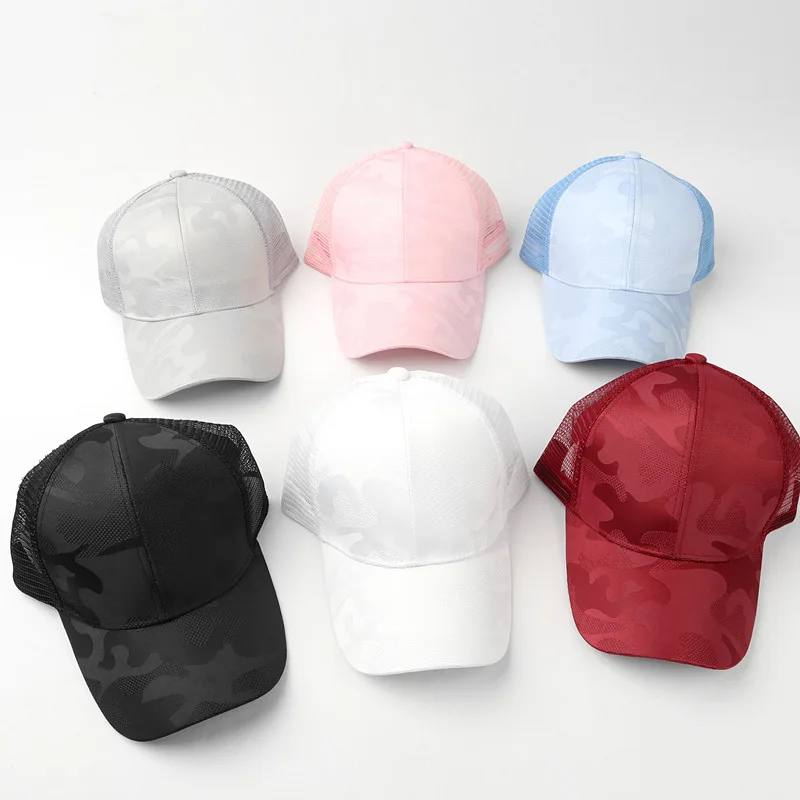 Berretti da baseball per cappelli da sole mimetici in rete traspirante estiva con logo stampato personalizzato per uomo donna berretto sportivo con cappello snapback regolabile