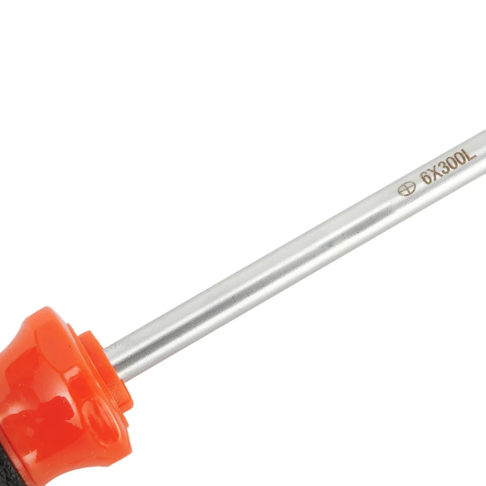 1/2 Stück verlängerter Kreuz-/Schlitzschraubendreher 300 mm 6 mm Chrom-Vanadium-legierter Stahl Gummi Handwerkzeuge Schraubendreher Nutdrivers – Detail 10