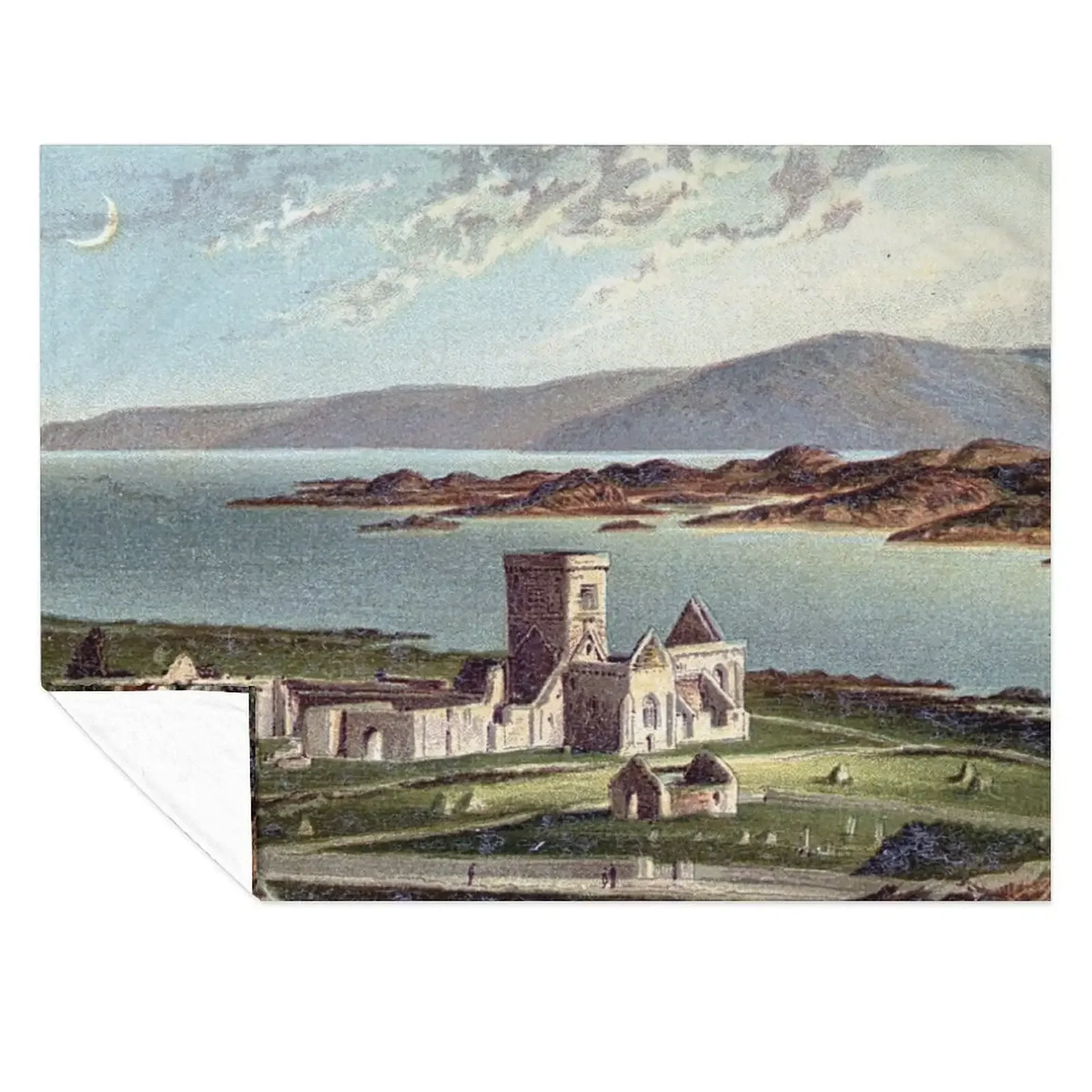 

Vintage Illustration of Iona Abbey, Isle of Iona Throw Blanket Kid'S Soft Beds Hair Summer Beddings Blankets