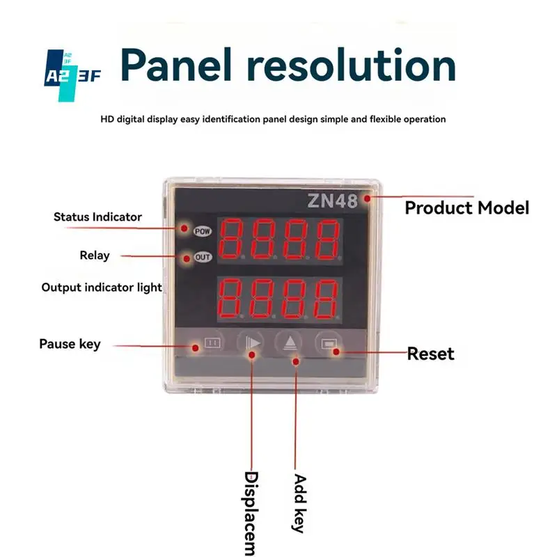 A23F-ZN48 Series Digital Time Relay Counter Multifunction Time Countroller Revolution Counter