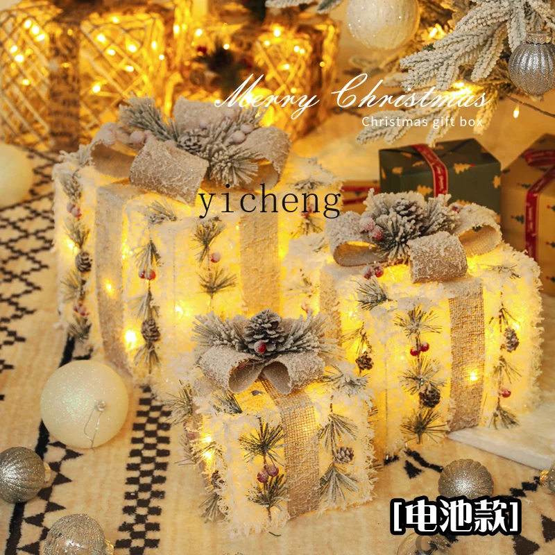 XL Christmas decoration luminous gift box ornament stack head shop window scene arrangement