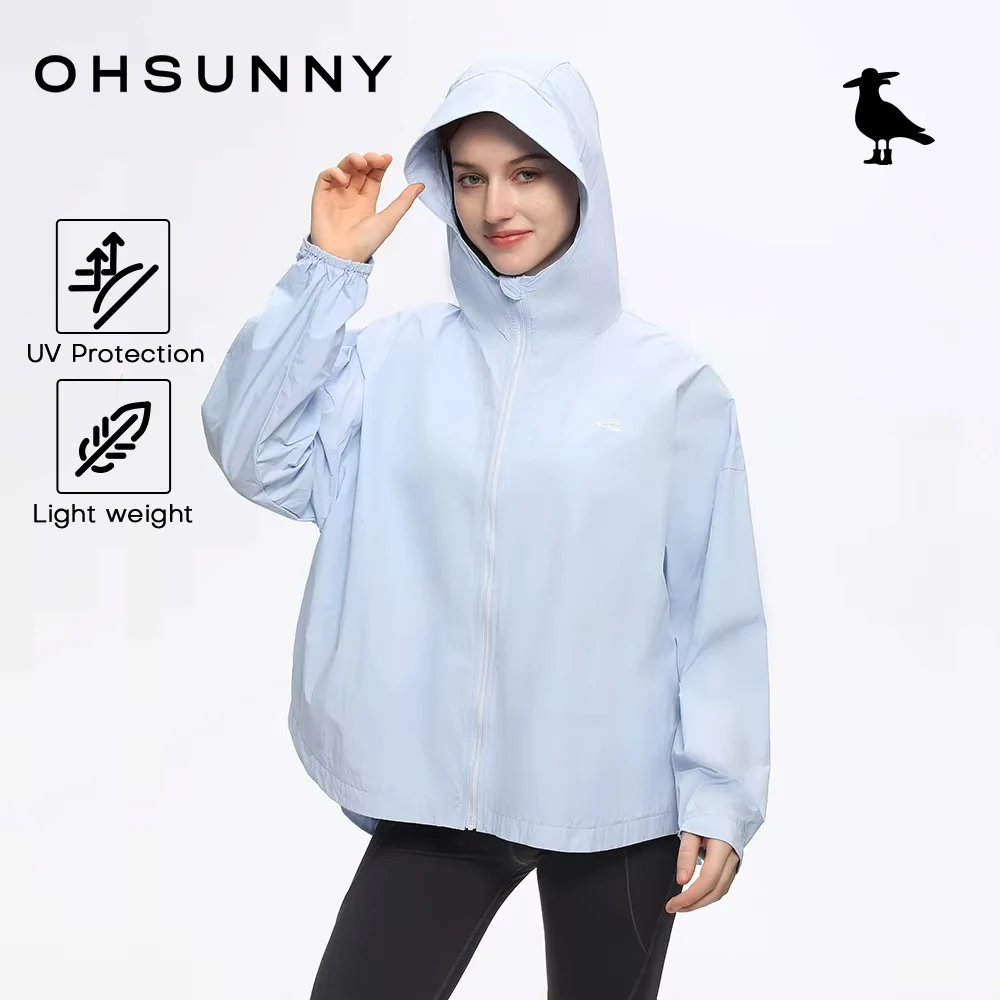 OhSunny Sunscreen Jackets 2024 Women Spring Summer New Fashion Anti-UV Hooded Outwear Loose Lightweight Skin Peotective Coats