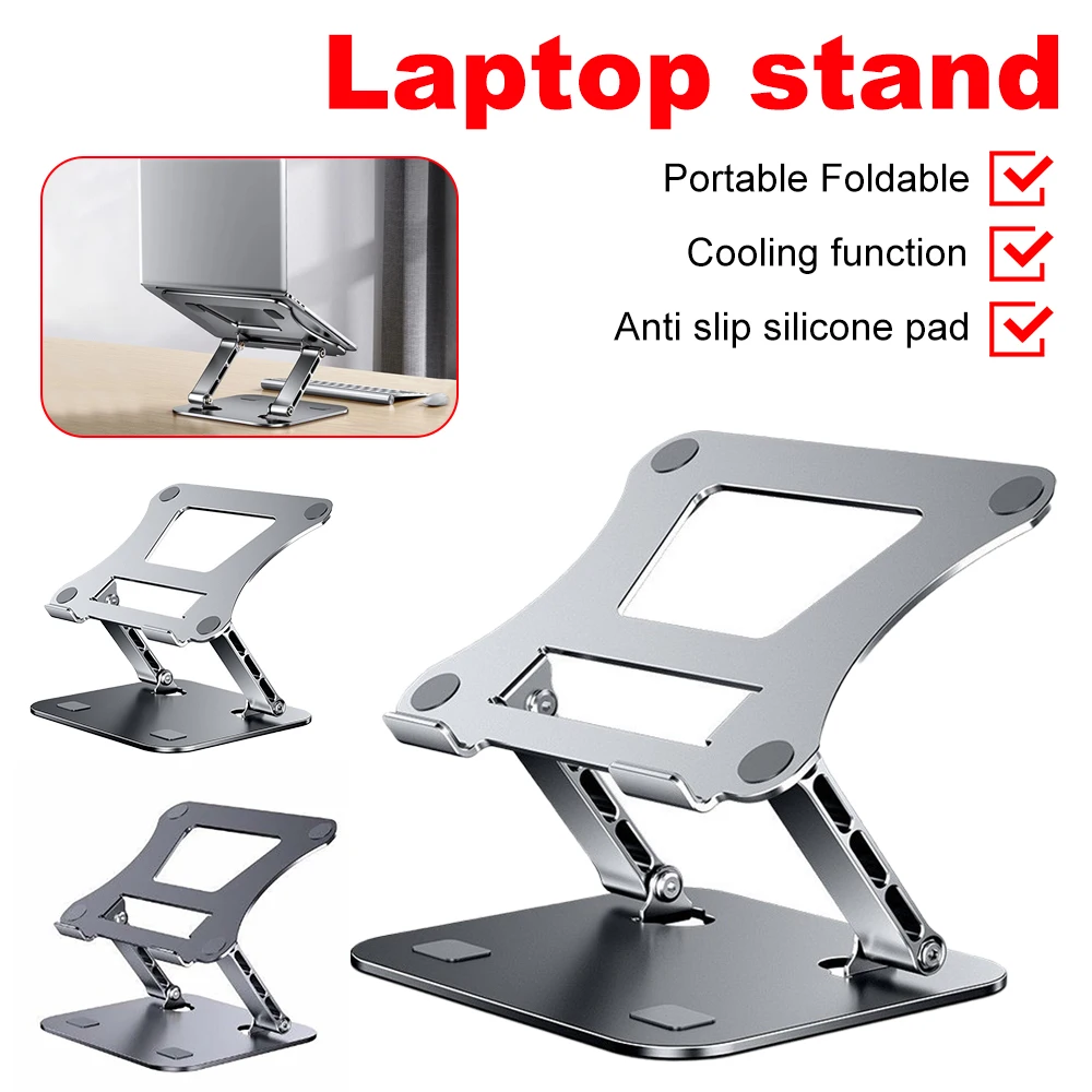 

Aluminum Alloy Tablet Phone Stand Foldable 17-inch Laptop Cooling Bracket Adjustable Easy-to-carry PC Support for Dorm Travel