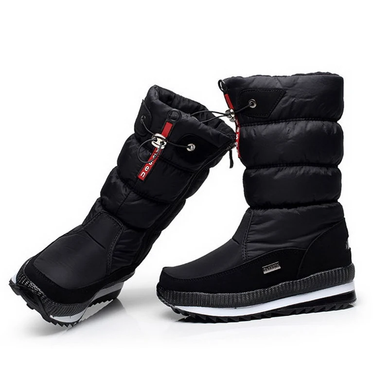 أحذية الثلوج النسائية أحذية الشتاء الفاخرة سميكة أفخم مقاوم للماء عدم الانزلاق مع القوس أحذية الشتاء النسائية الموضة الدافئة الفراء بوتاس موهير #3