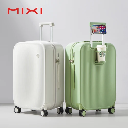 Mixi 2024 새로운 디자인 여행 가방, 컵 휴대폰 거치대, 하드 쉘 롤링 러기지, PC 스피너 휠 트롤리 케이스 