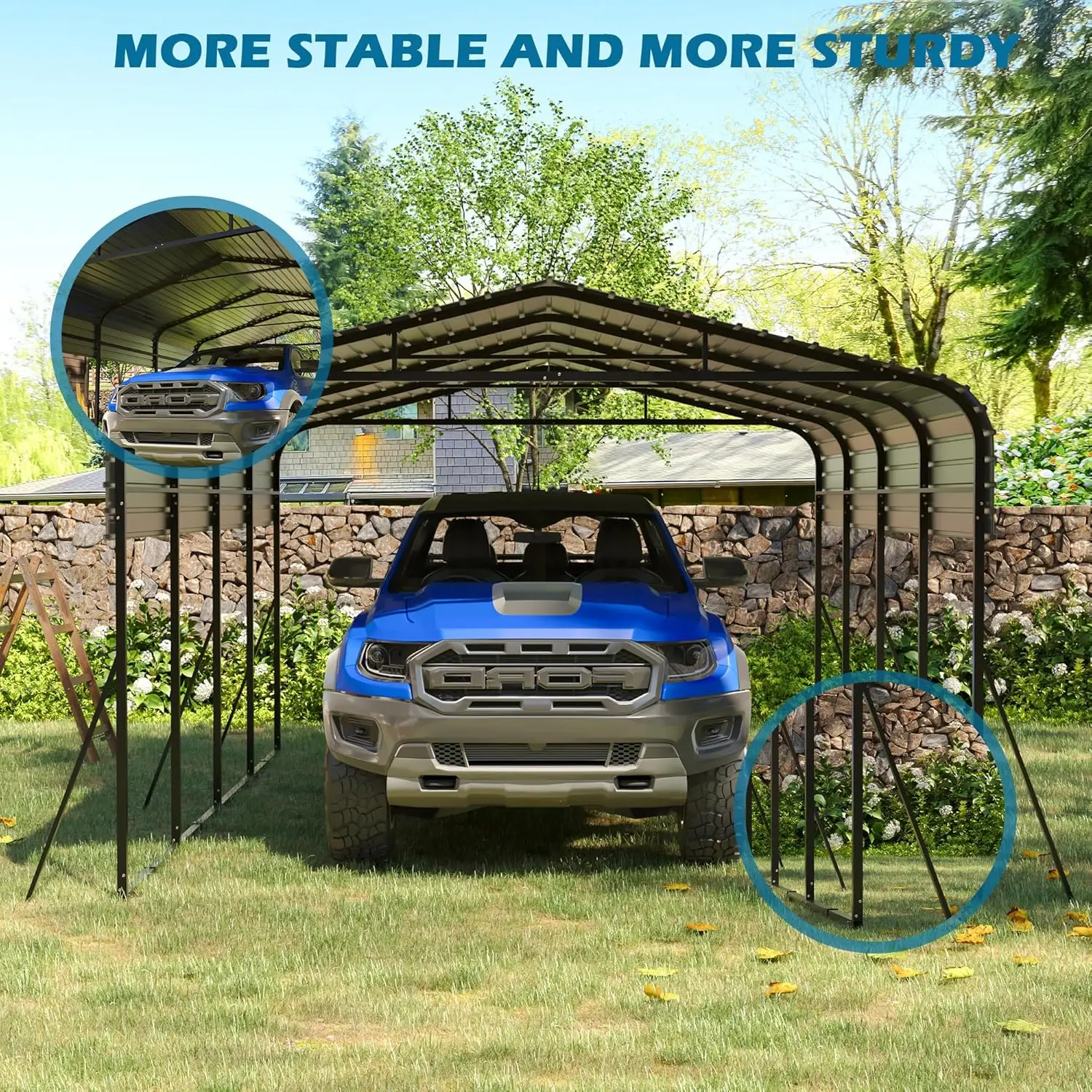 

12x20 Heavy Duty Carport Galvanized Steel Roof Multi-Use Outdoor Shelter for Car Boat Pickup Tractor, Custom