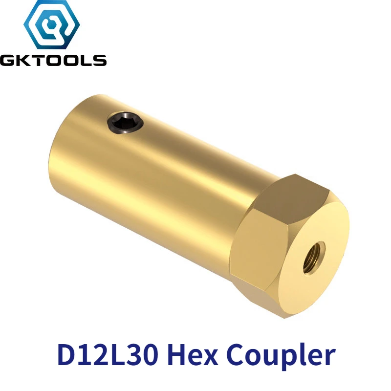 GKTOOLS D12L30 Hex Coupler Brass Tire Connector 3/4/5/6/7/8mm Coupling for Decelerate Motor Shaft Robot Smart Car Wheel