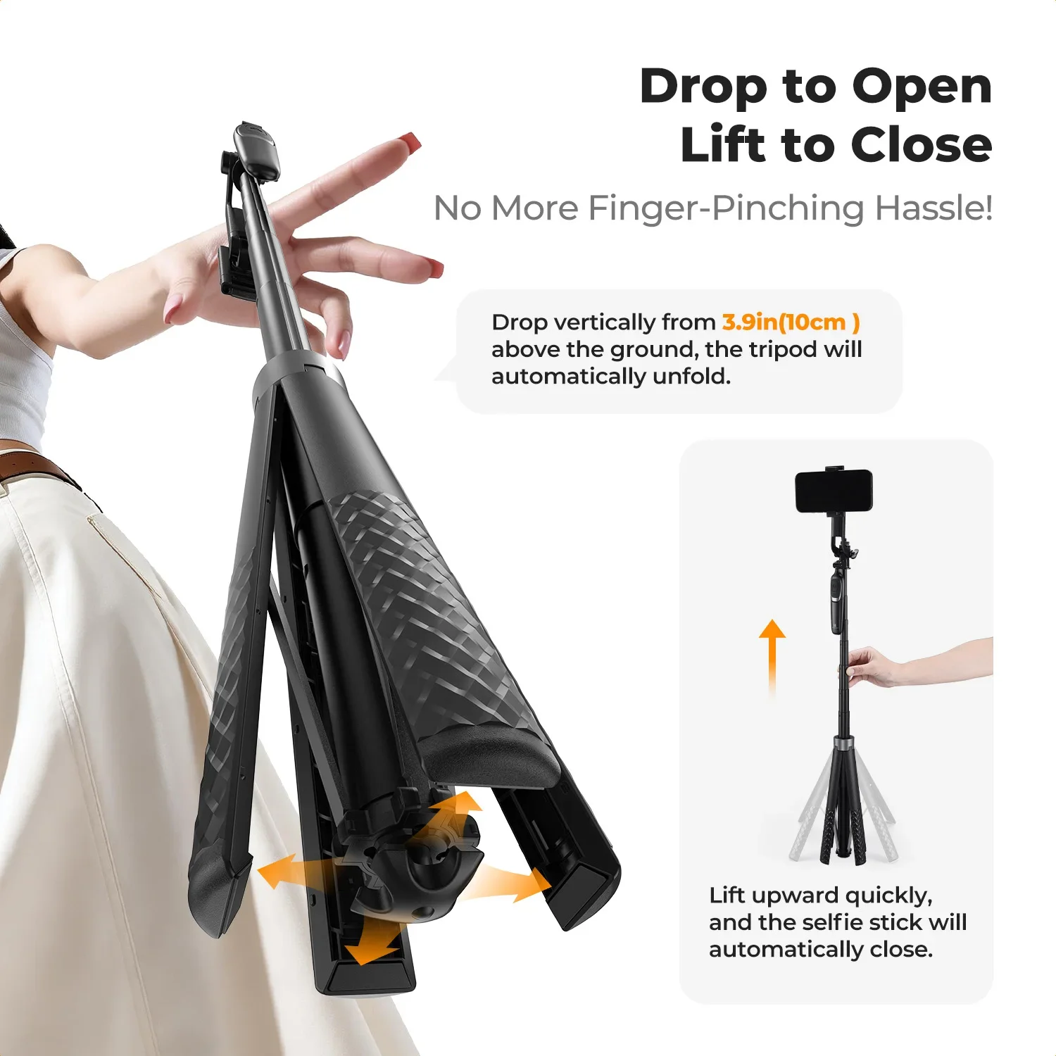 K&F CONCEPT 71 Calowy Teleskopowy Selfie Stick z Trójnogiem dla iPhone Samsung Xiaomi Kamery Akcji z Bezprzewodowym Pultem Dysta — zdjęcie produktu 3