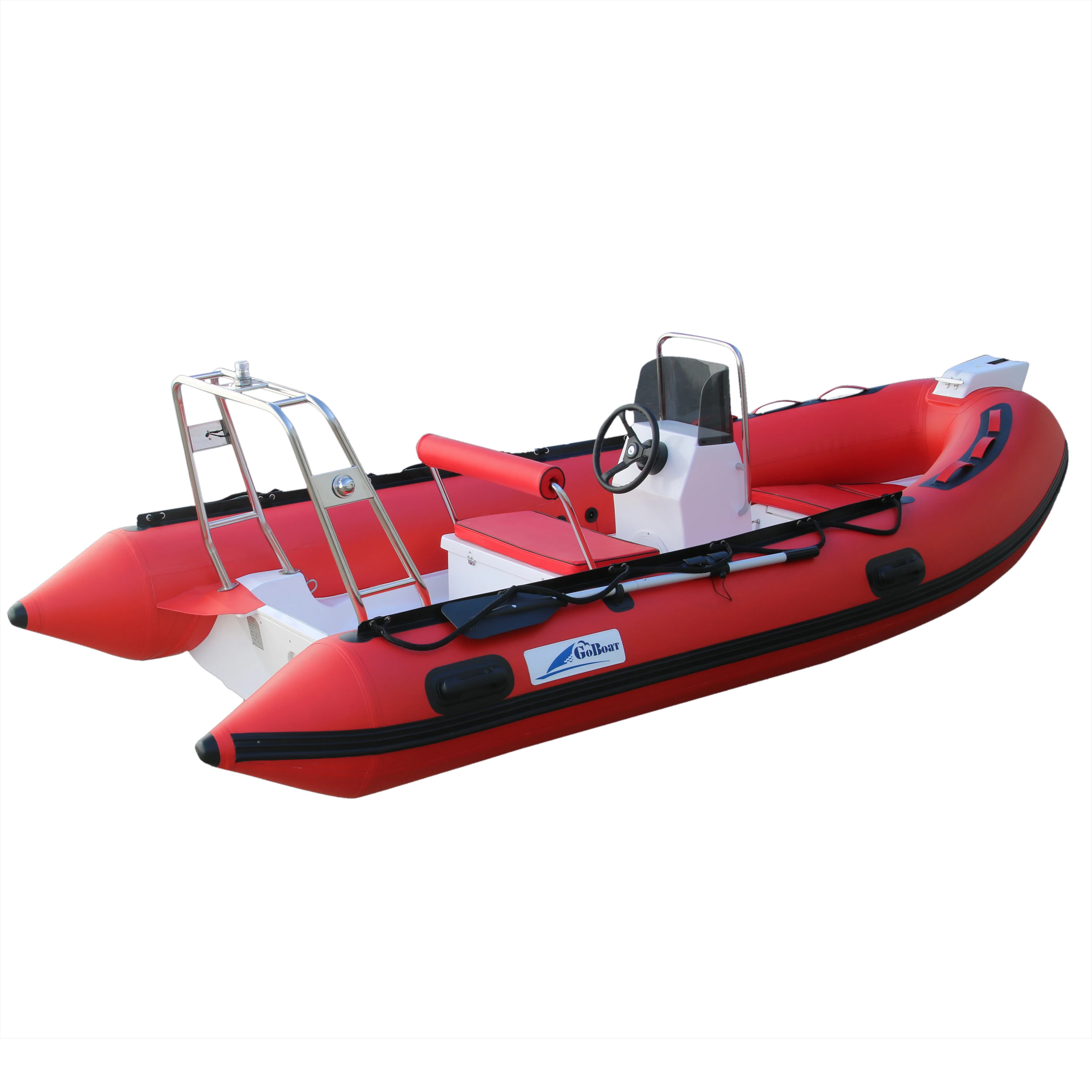 14ft Fiberglass Hypalon PVC 6-Person Stable Rigid Hull Inflatable Boat with Console
