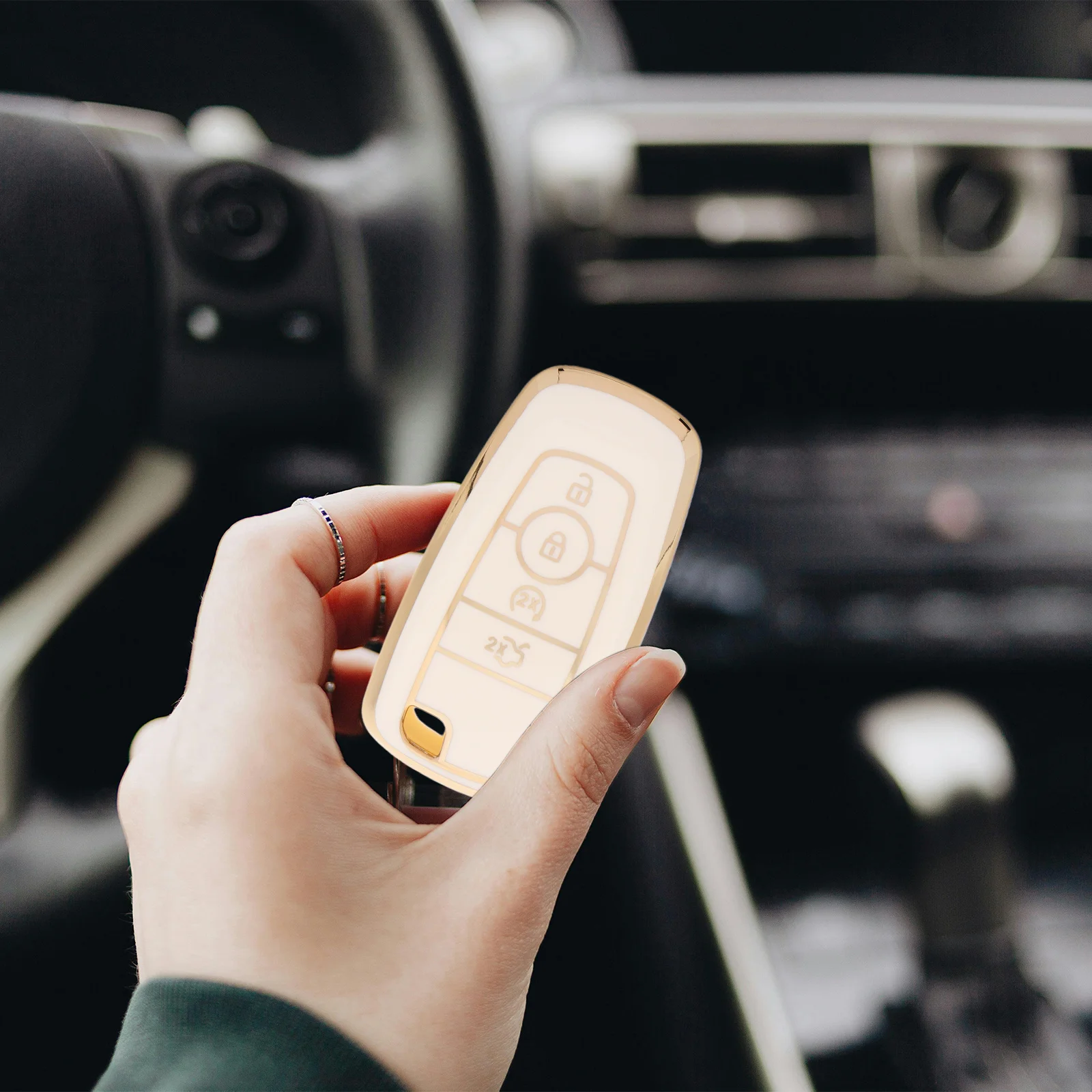 

DINHEAROM Key Chain Holder Car Remote Cover Fob Protector Auto Accessory