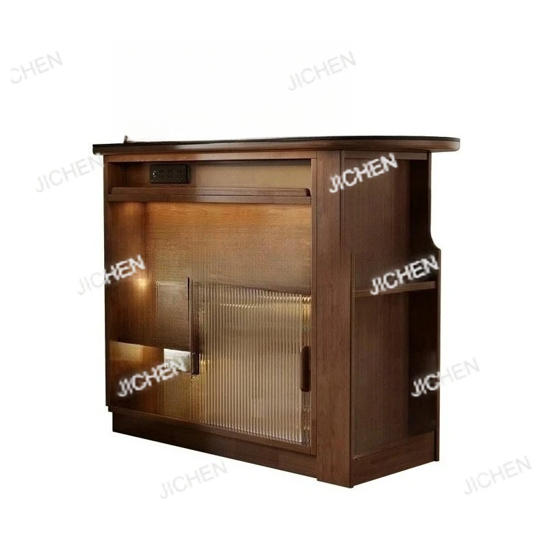 

JC Solid Wood Bar Counter Small Apartment Living Room Partition Household Telescopic Island Counter Dining Side Cabinet