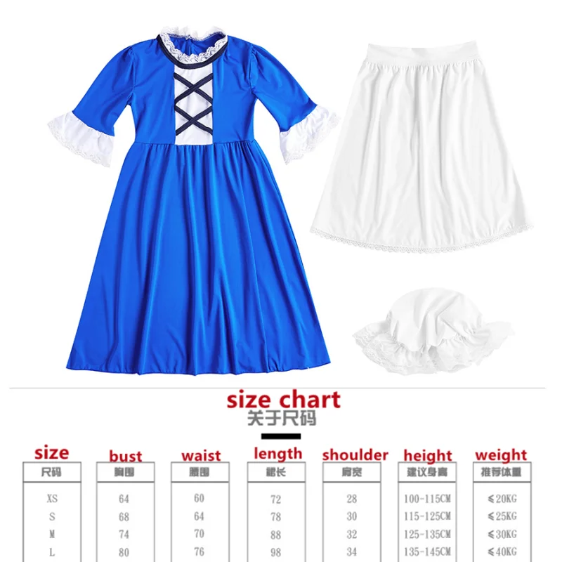 2024 New Kids Child Victorian Poor Girl Costume Colonial Village Peasant Girls Dress Halloween Carnival Stage Cosplay Dress Sets