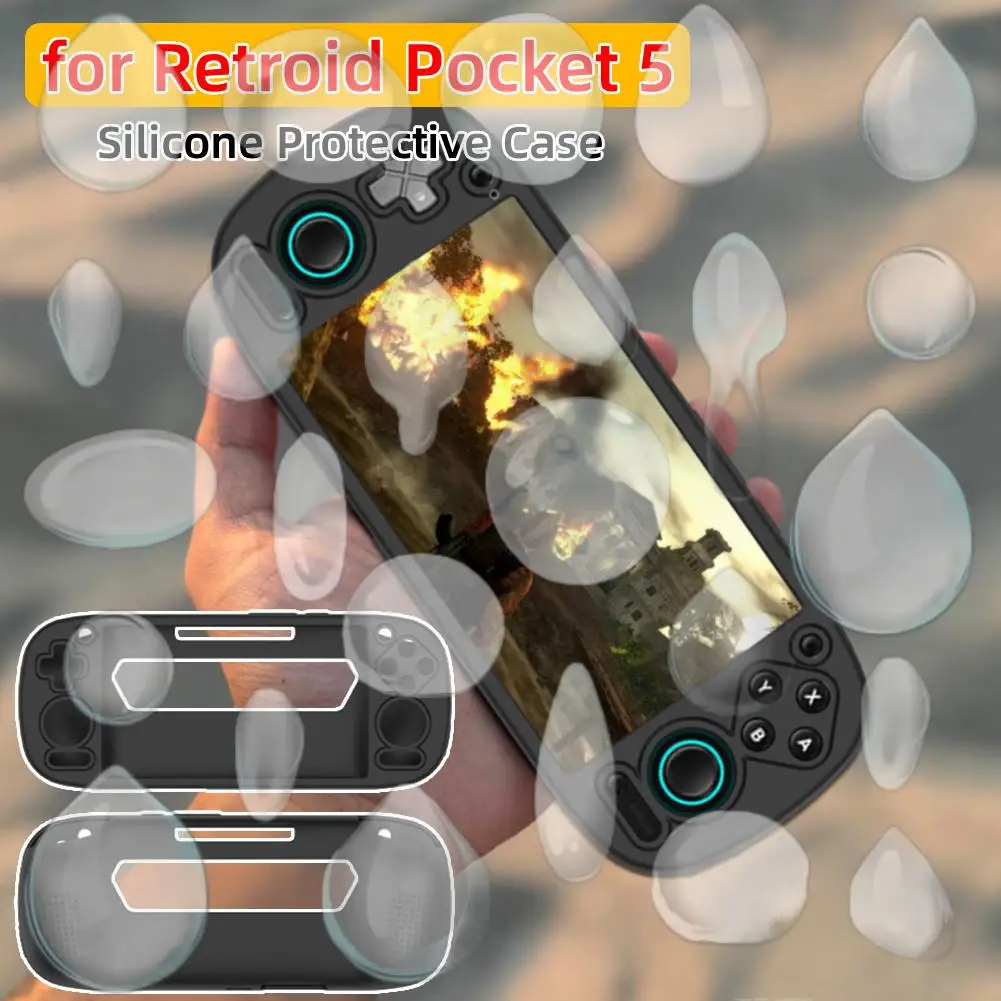 

Чехол CoverJoy с перфорацией для портативной консоли Retroid Pocket 5, противоскользящий силиконовый чехол с ремешком на запястье и теплоотводом