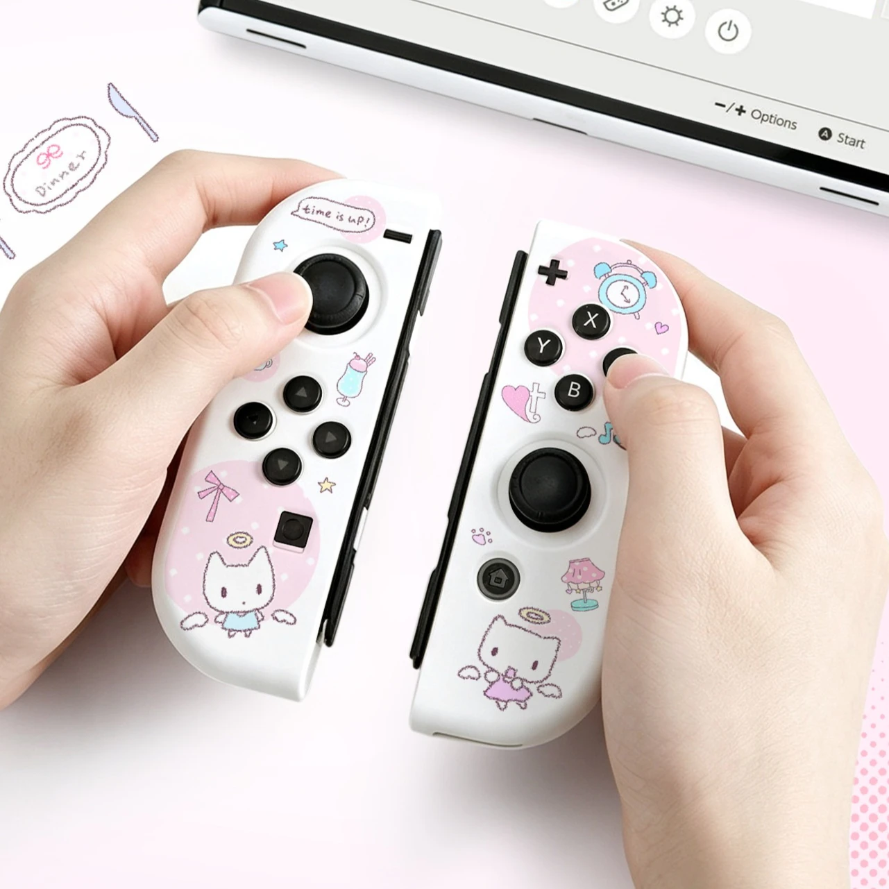 Kawaii Pink Split Protective Case for Nintendo Switch 2 OLED NS Console Anime Girl Non-Slip Drop-Proof Joy-Con Controller Cover view 5