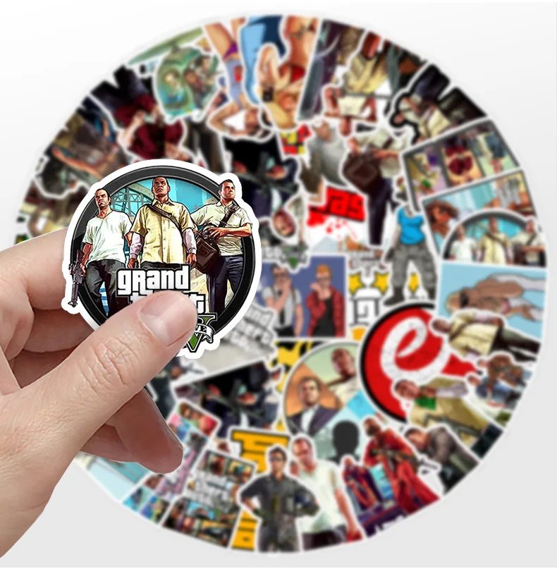 50PCS Shooting Game GTA Character Sticker for Journal Luggage Laptop IPad Skateboard Motorcycles Helmet Waterproof Stickers