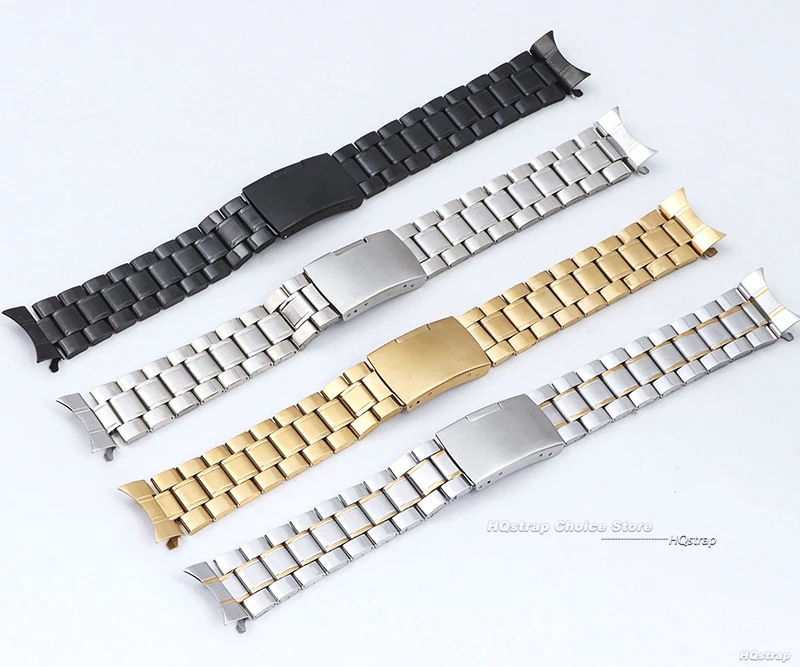 أربطة ساعة من الفولاذ المقاوم للصدأ لسايكو ، حزام معصم مقاوم للماء للرجال والنساء ، سوار عالمي ، نهاية منحنية ، روليكس ، 20 ، 22