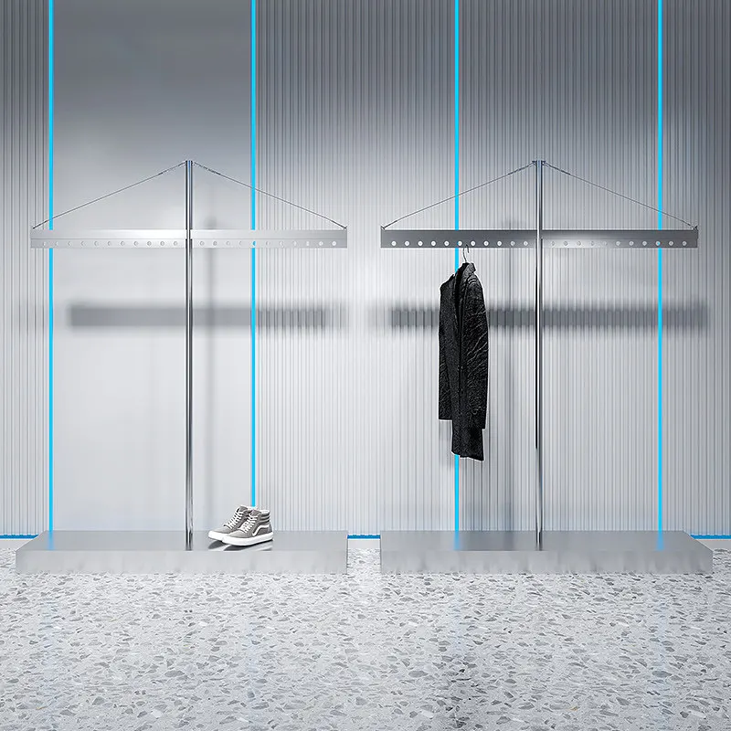 

Стеллаж для демонстрации одежды в магазине: креативная напольная вешалка для одежды из нержавеющей стали от пола до потолка, специальная витрина для мужской одежды