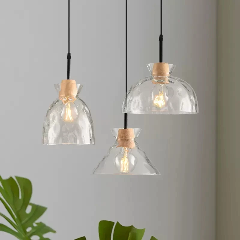 

Modern Pendant Lamp Fixture Clear Glass Lampshade Led Bedroom Living Room Kitchen Dining Restaurant Home Decor Hanging Lights