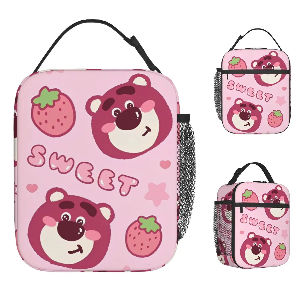 

Strawberry Bear Insulated Lunch Bag Thermal Bag Meal Container Lotso High Capacity Tote Lunch Box Bento Pouch Work Picnic