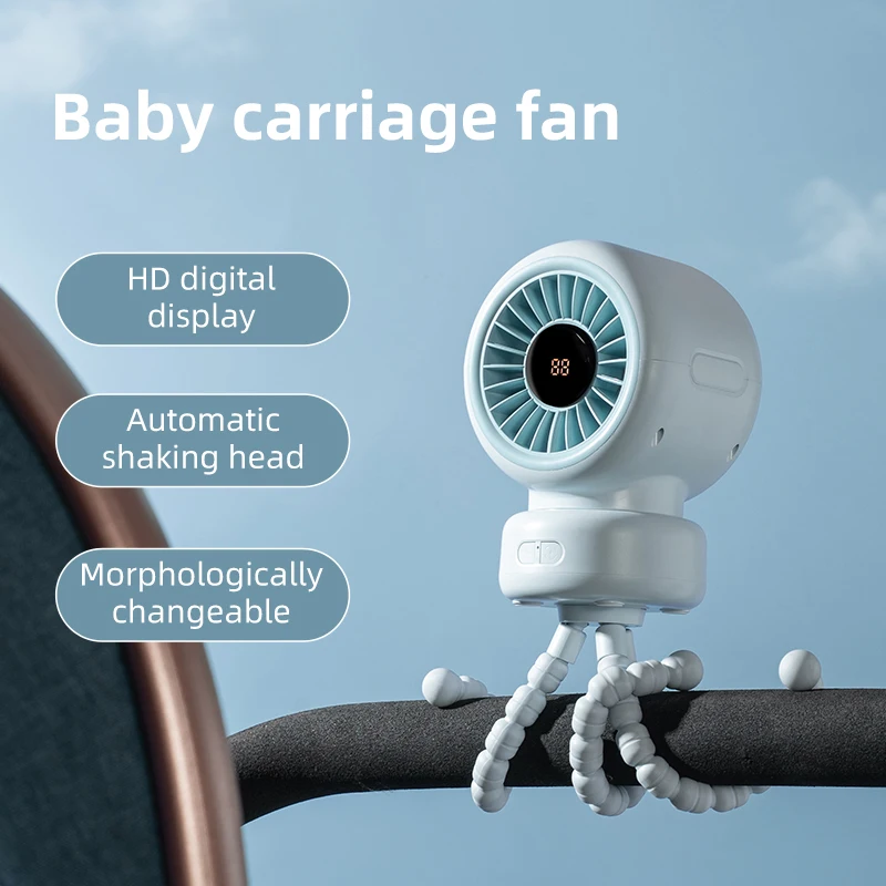 2026 New Portable Octopus Clip Fan, Rechargeable Mini Desktop Clip Fan with Shaking Head & Stroller Compatibility