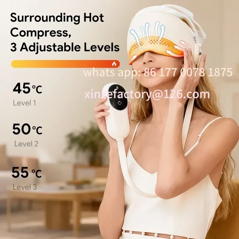 

Customizable Electric Head Massager Helmet Air Pressure Heating 3 Gears Battery Powered White