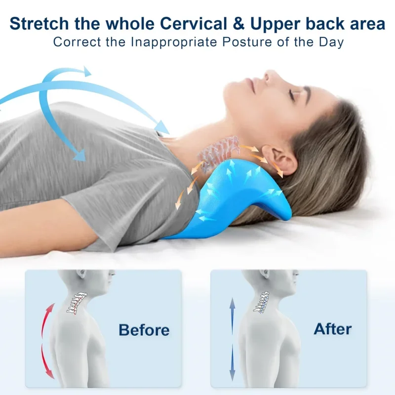 Spine Alignment Chiropractic Pillow Neck Shoulder Relaxer with Cervical Traction Device Neck Stretcher Pain Relief and Cervical