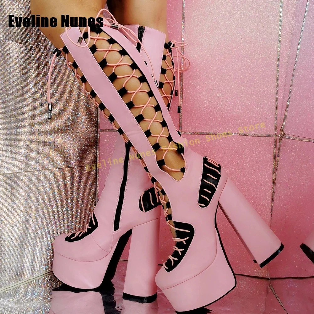 

Сексуальные сандалии-гладиаторы на платформе с перекрестной завязкой и круглым носком на массивном каблуке, разноцветные сандалии на молнии, пикантные пикантные туфли для подиума для девочек