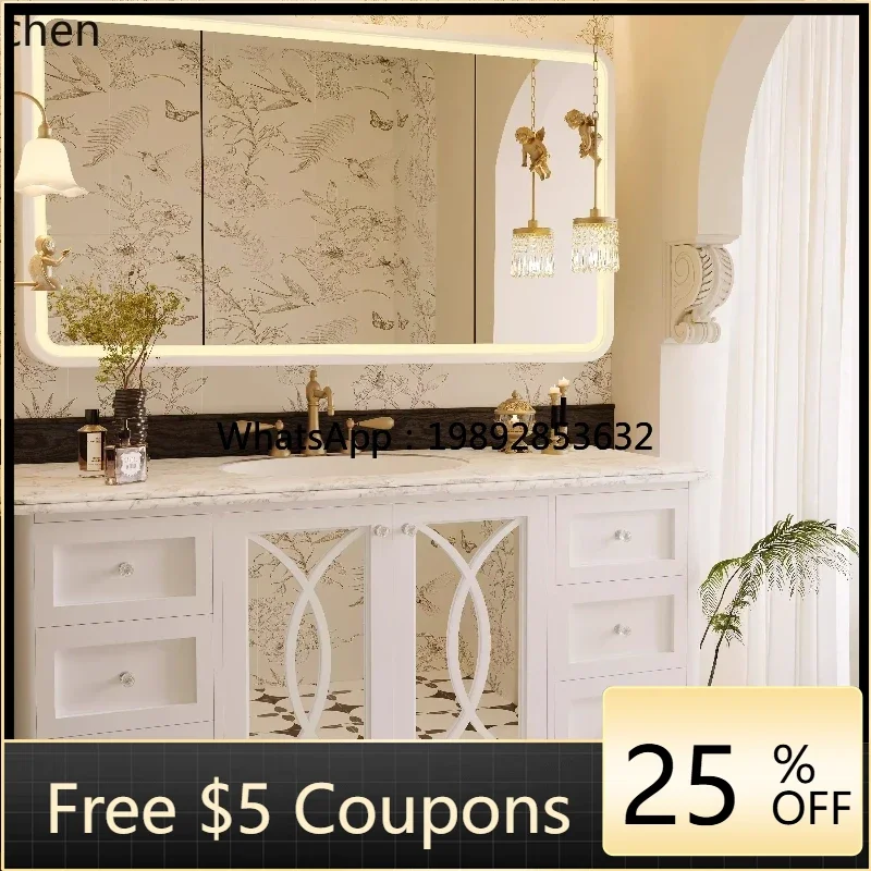 

XXsolid wood paint high-end seamless basin integrated bathroom cabinet hanging basin cabinet