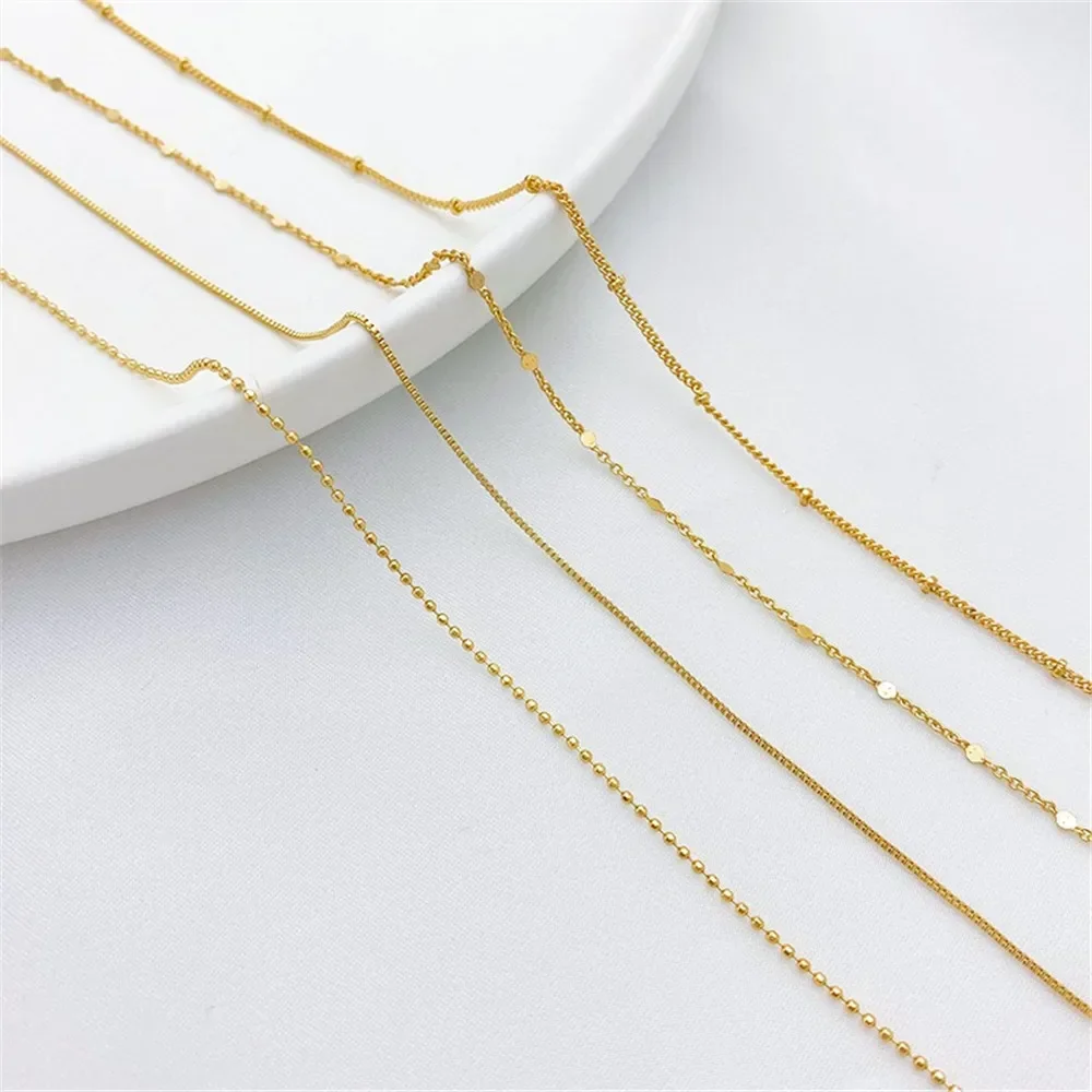 14K مطلية بالذهب 925 الصلب المطبوعة الانتهاء من الترقوة قلادة مع سلسلة ممتدة DiyO على شكل سلسلة صندوق سلسلة فاصل حبة سلسلة