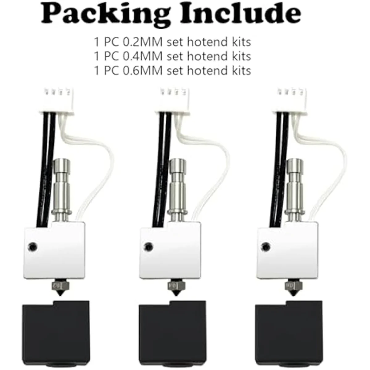 for S1 3pcs 0.2/0.4/0.6MM Print Head Extruder Kit Hot End Heater Block Heating Rod Thermistor Nozzle for S1