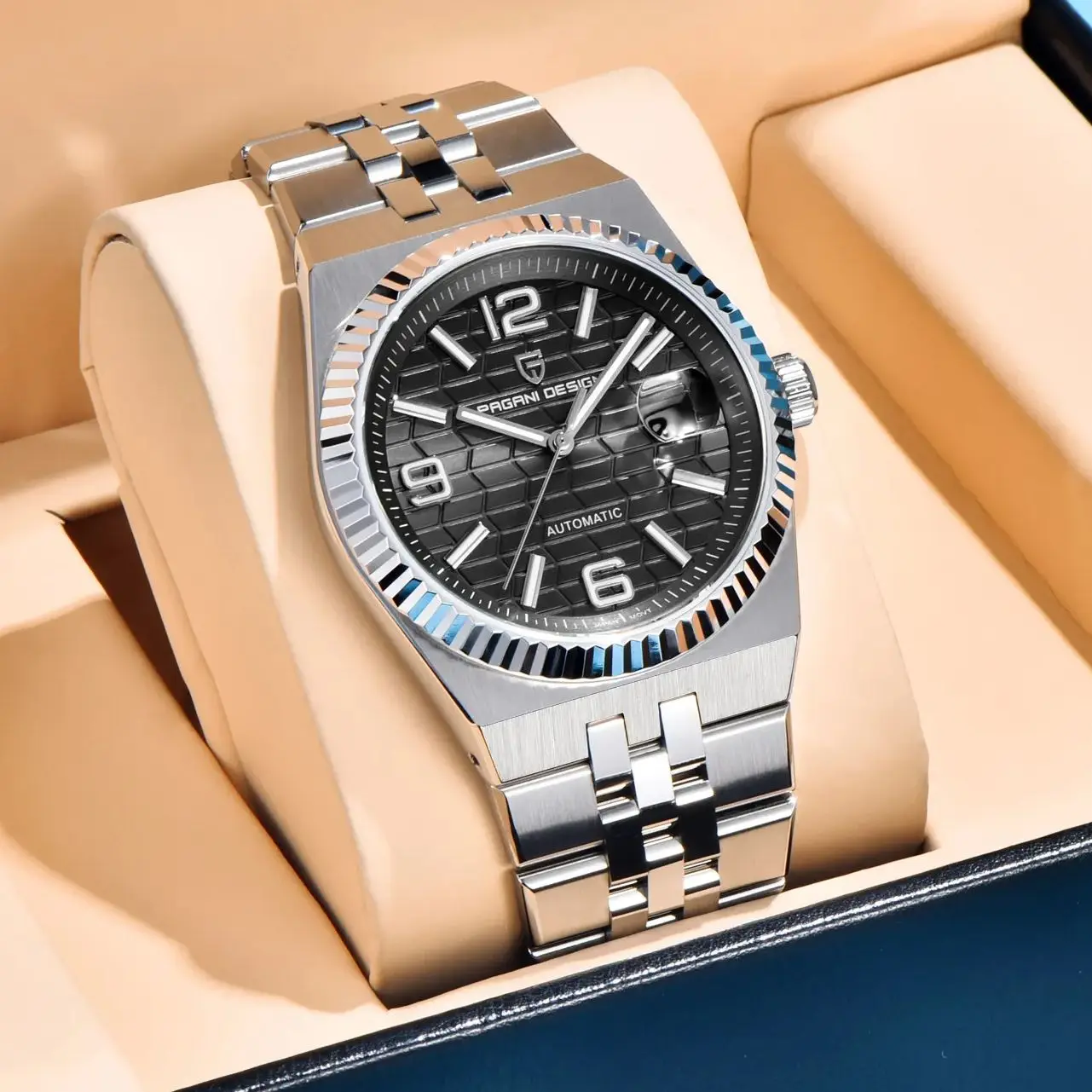 2026 New PAGANI DESIGN 3D Rhombus Dial Luxury Automatic Watch For Men Fashion Business Mechanical Wrist watches Sapphire crystal