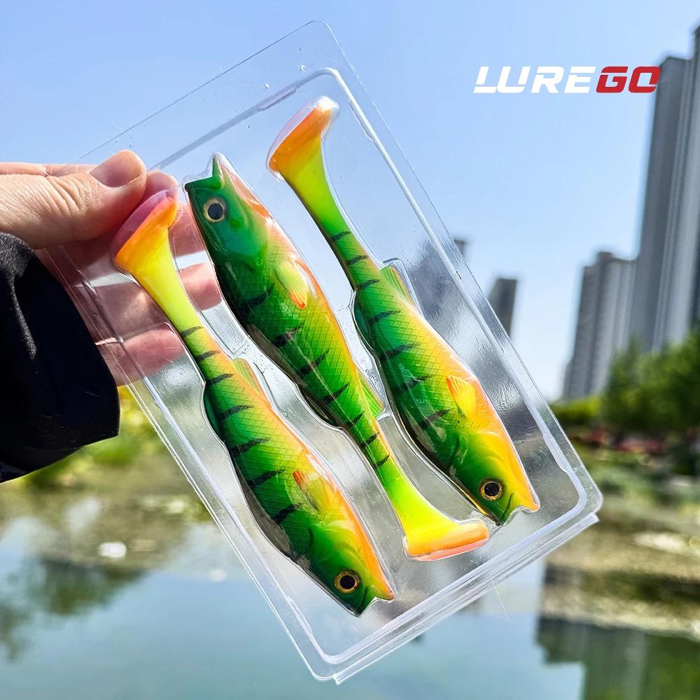 3 Stück T-Tail Swimbait 14cm 17g Schweres Gewicht Weiche Angelköder für Weitwurf Schwimmende & Langsam Sinkende Kunstköder für Barsch und Karpfen