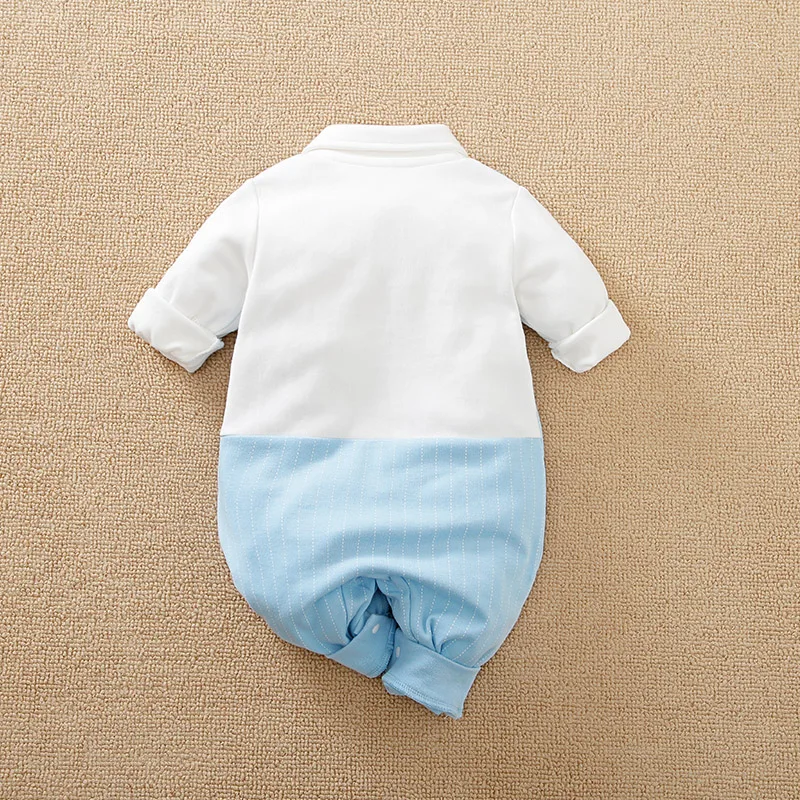 Newborn Clothes Handsome Striped Gentleman Cotton Comfortable 0-18 Boys And Girls Spring And Autumn Long Sleeved Baby Jumpsuit