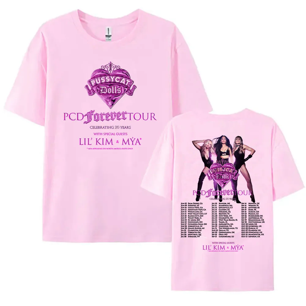 PCD FOREVER Tour Celebrating 20th Anniversary T-shirt The Pussycat Dolls Design Print Tshirts Short Sleeve Cotton Female Tees
