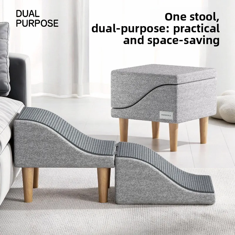 Foldable Dog Ramp for Bed Non-Slip Wave Gentle Slope Puppy Stairs for Couch Small Dog Climbing Ladder Space Saving Pet Steps