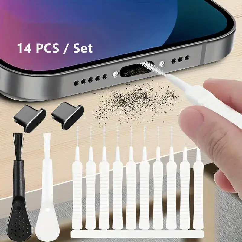 10/13/14 PCS Cell Phone Cleaning Kit With Soft Brushes Anti Dust Plugs For Cleaning Charging Port Speaker Tiny Holes Of Mobile