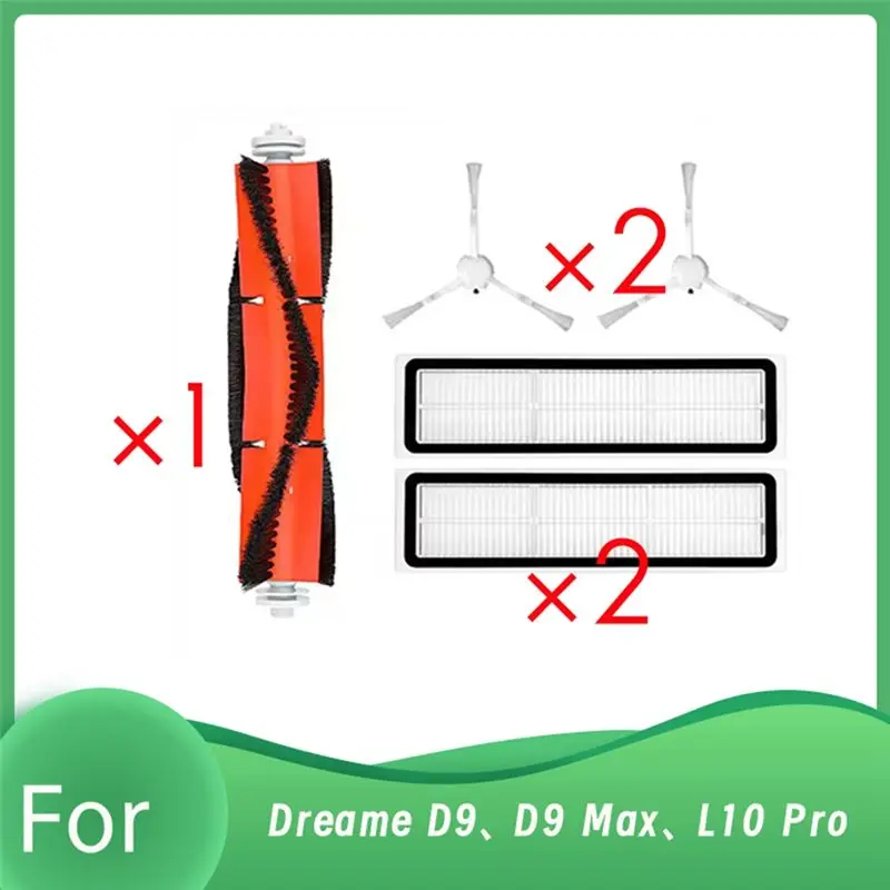A26F-5 Pcs For Dreame D9, D9 Max, L10 Pro Robot Vacuum Roller Side Brush HEPA Filter Ultra Durable Accessories