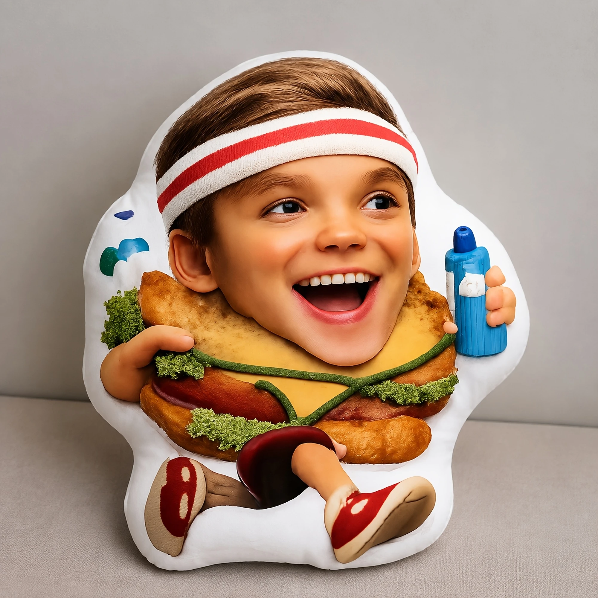 Custom Double Sided Printed Novelty Sandwich Shaped Cushion Pillow, Fun Food Design for Home Sofa Bedroom Decor and Relaxing Sup