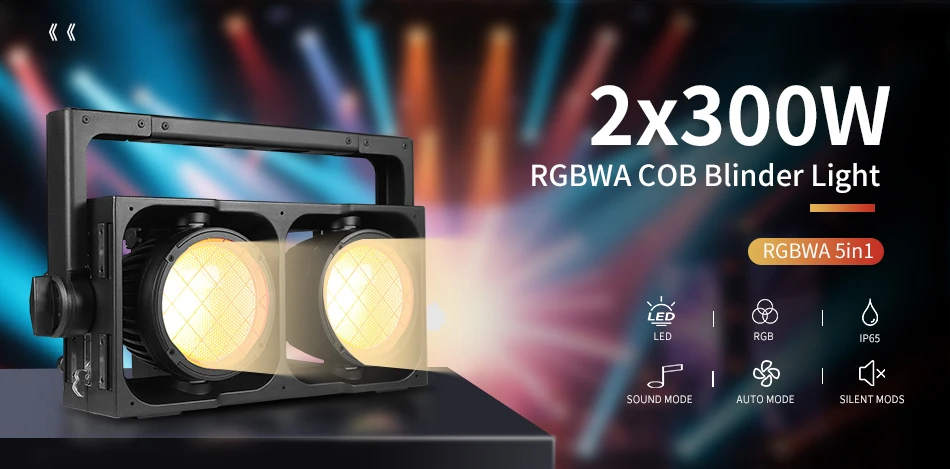 Aicpose 2x300W Wasserdichter COB-Splicing-LED-Blinder für Tanzflächen-DJ-Beleuchtung RGBWA Bühnen-Publikumslicht – Detail 1