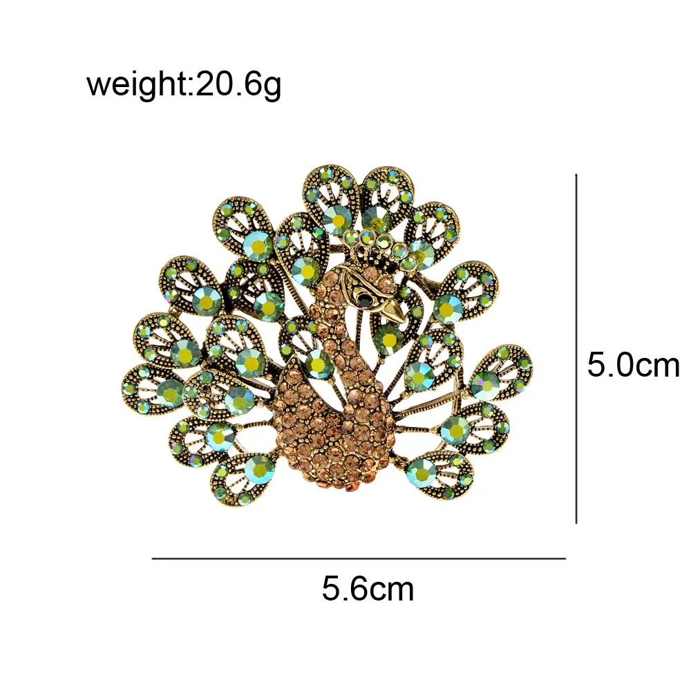 CINDY XIANG Rhinestone Peacock Brooches For Women Animal Design Pin Coat Accessories