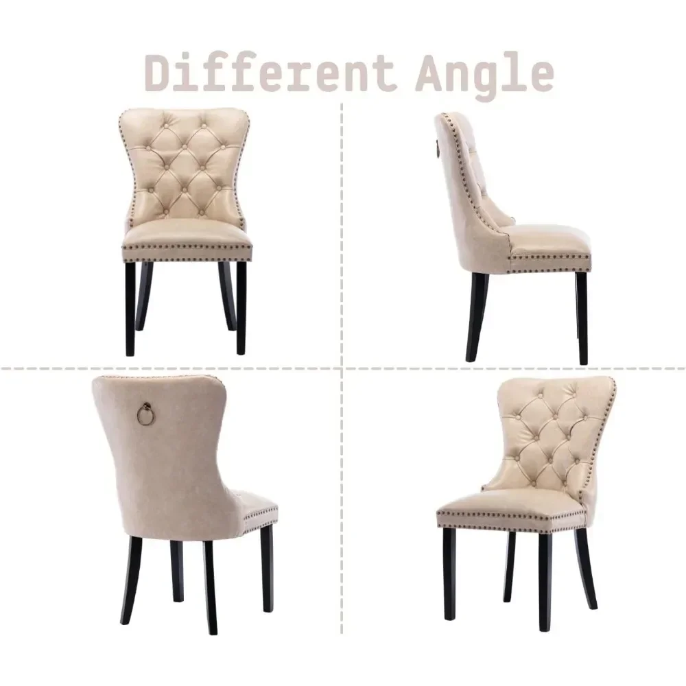 หนัง PU เก้าอี้รับประทานอาหาร MID Century Modern Tufted เก้าอี้ Armless ยางไม้เก้าอี้วินเทจ,ชุด 2