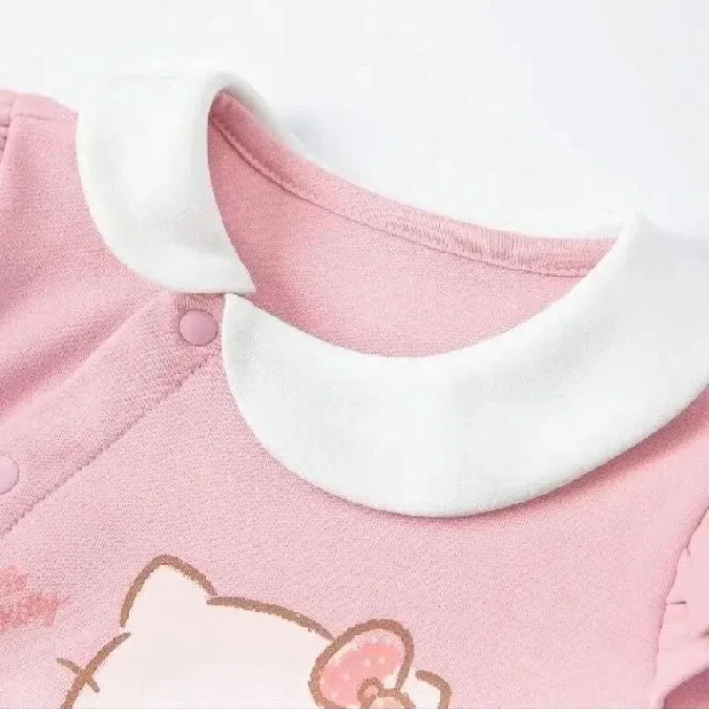 Sweet Hello Kitty Cartoon Baby Romper Kawaii Sanrio Infant Girls\' Jumpsuit Spring and Autumn Fashion Ins Style Children Clothes