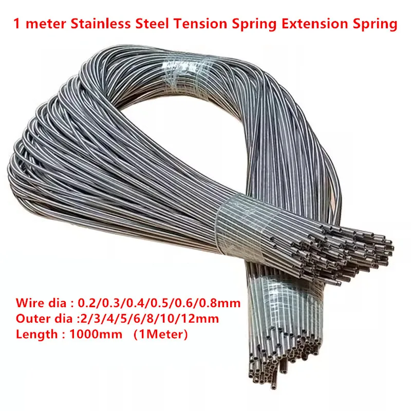 1pc 1mm 1.2mm 1.5mm 2mm Stainless Steel Super Long Tension Spring Extension Spring Wire Diameter Length 1000mm