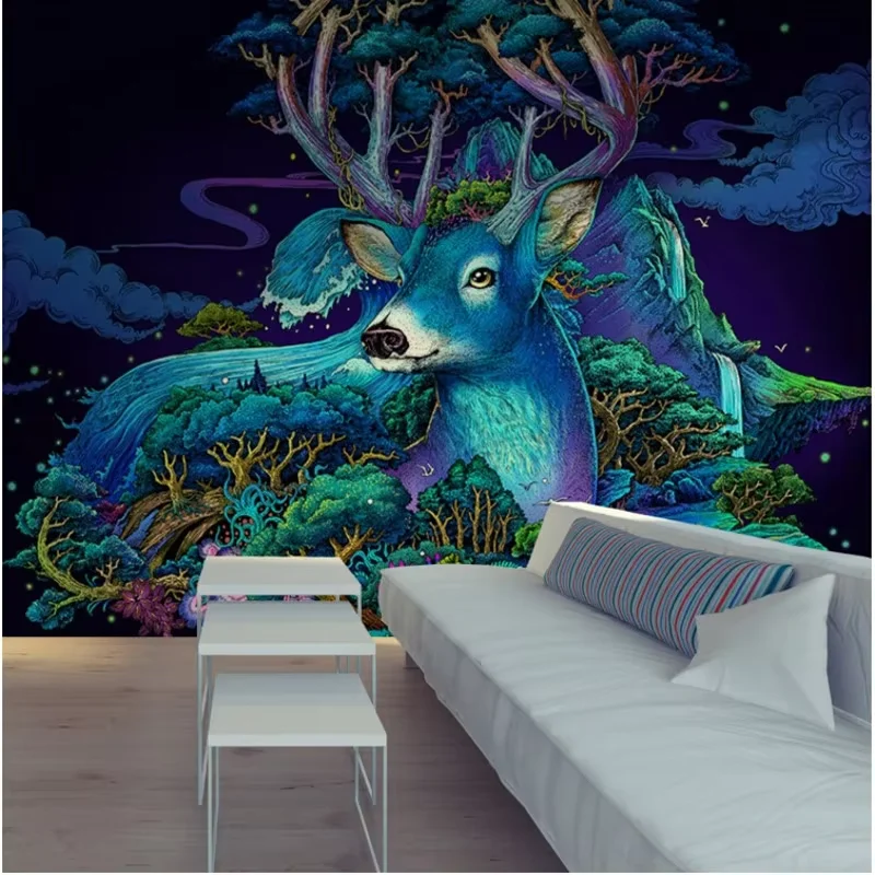 

beibehang Custom photo wallpaper 2D murals wall stickers painted snow deer TV background decoration painting papel de parede