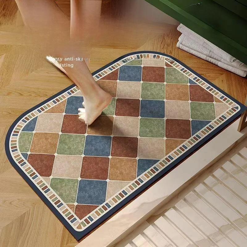 

American Style Luxury Crystal Velvet Carpet Absorbent Quick Dry Non-Slip Dirt Resistant Home Foot Mat Bedroom Study Geometric...